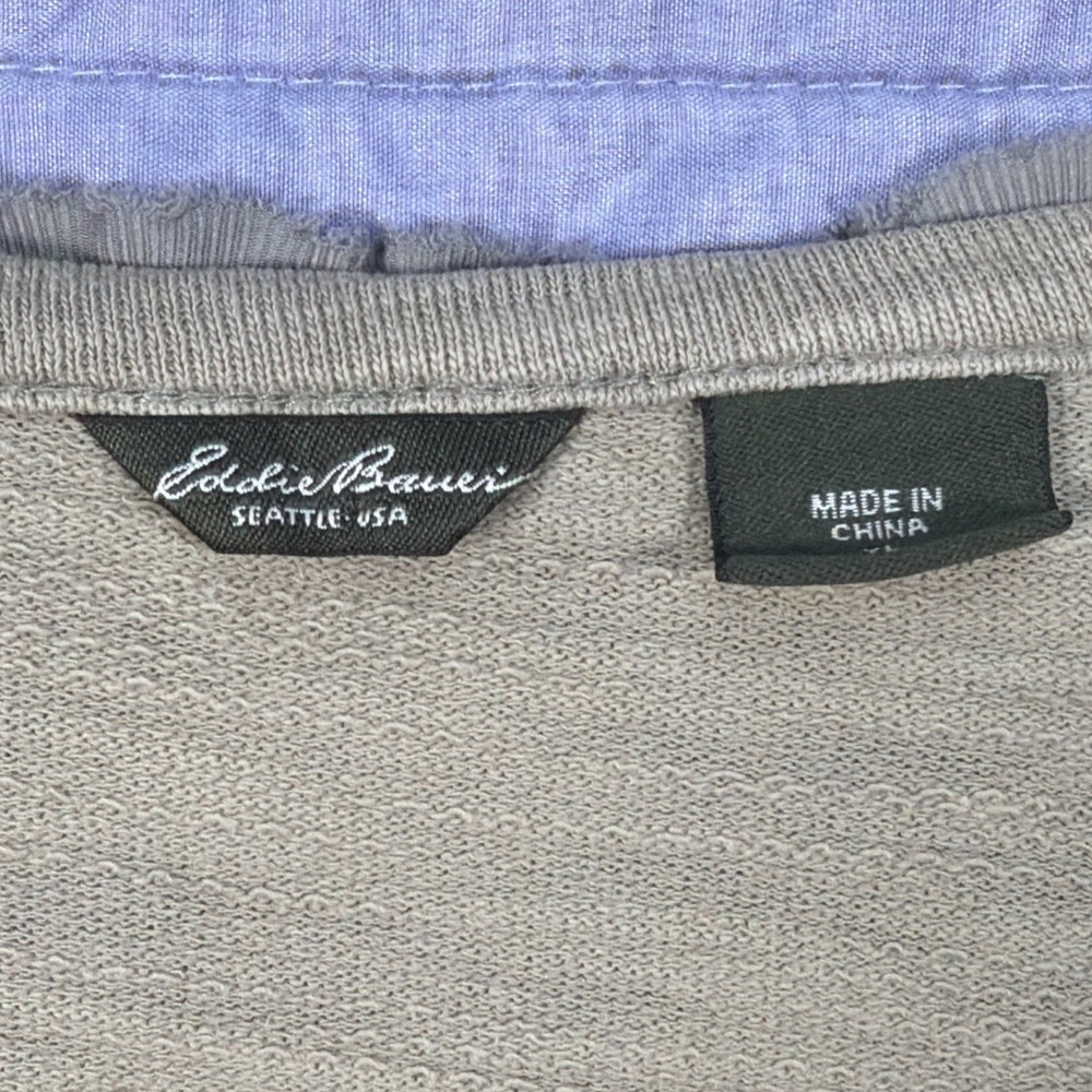 Eddie Bauer Cardigan Sweater Womens XL Olive Gray Button Front Boho Trim - Picture 4 of 9